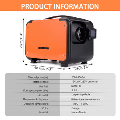 Car Heater Diesel Air Heater 12V 24V 220V Universal Heater with LCD Switch for Car Truck Boat RV Parking Diesel Heater