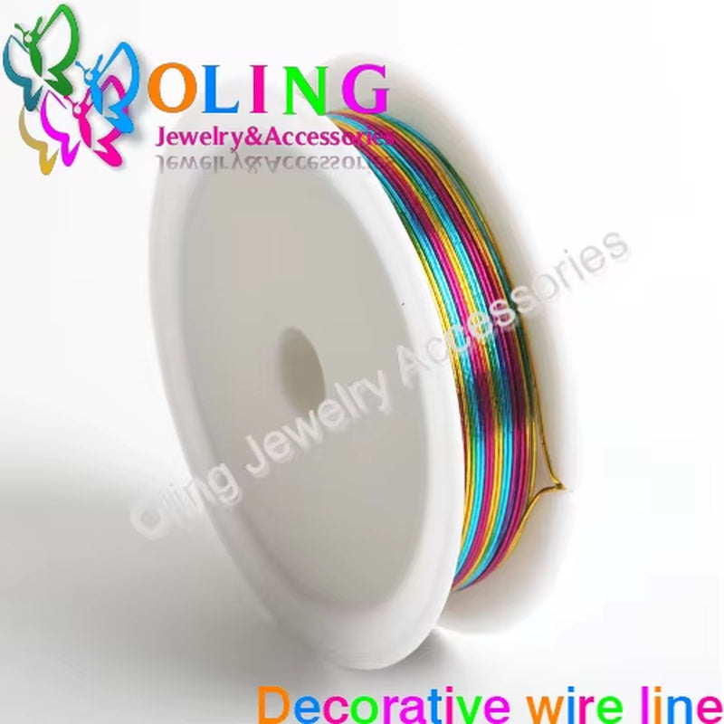 0.4MM 12M/Roll Wire Line Mixed Multicolor Plated Beaded Crafts DIY Choker Bracelet Necklace Jewelry Making