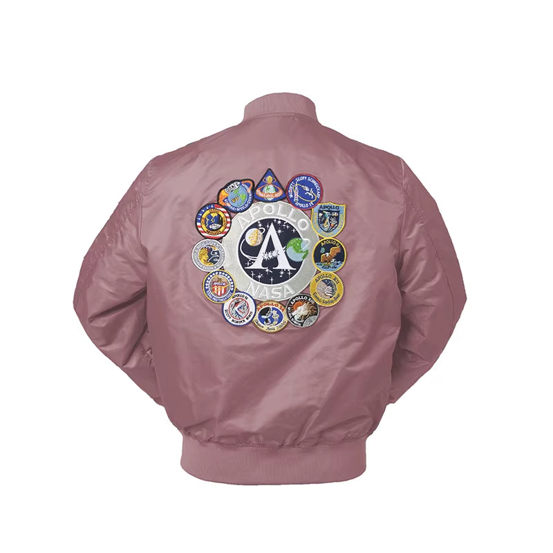 2025 New Autumn Apollo Thin 100Th SPACE SHUTTLE MISSION Thin MA1 Bomber Hiphop US Air Force Pilot Flight College Jacket for Men