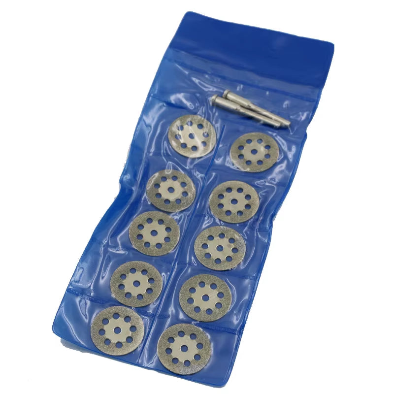 New Hot Sale 10Pcs 22Mm Mini Sharp Diamond Cut off Rotary Tool Cutting Disc Disks DIY Tools Accessories for Dremel with 2Pcs Rod