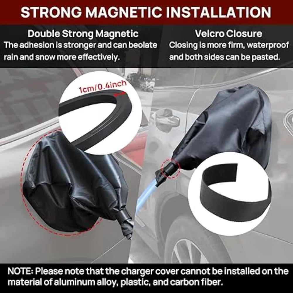 Car Magnetic Adhesion EV Charger Plug Cover for Most Electric Cars All Weather Protection Electric Charging Port Plug Cover
