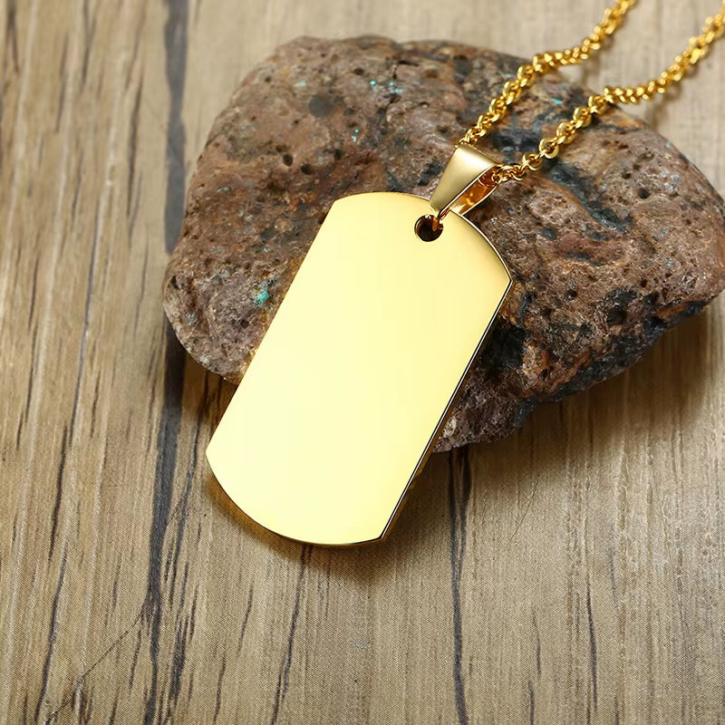 Stainless Steel Double Dog Tag Necklace for Men High Polished Pendant ID Men Jewelry 24" Chain Necklace