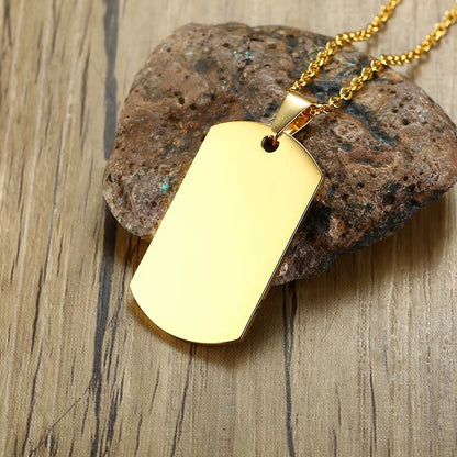 Stainless Steel Double Dog Tag Necklace for Men High Polished Pendant ID Men Jewelry 24" Chain Necklace