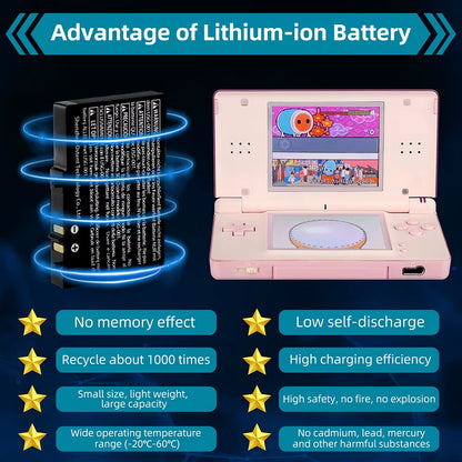 Real Capacity 1000Mah 3.7V Rechargeable Lithium Battery+Tool Kit for Nintendo DSL NDS Lite Gamepad Replacement Battery