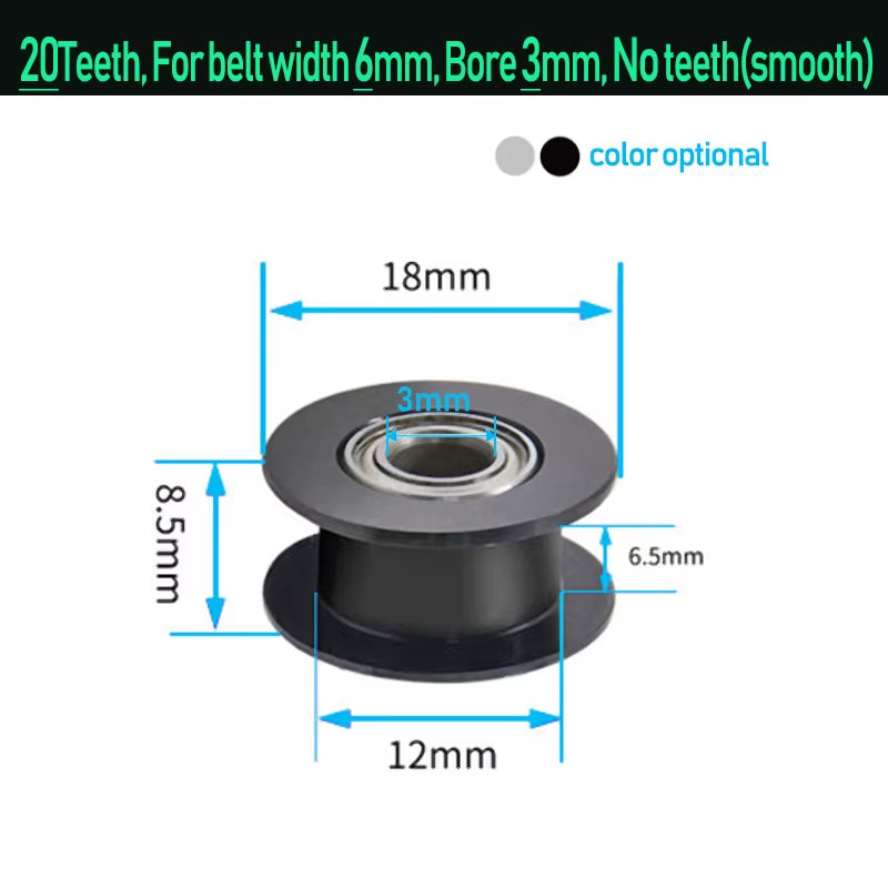 GT2 Idler Timing Pulley 16-Tooth 20-Teeth with 3Mm or 5Mm Bore with Bearings for 3D Printer Parts Timing Belt 6Mm 10Mm