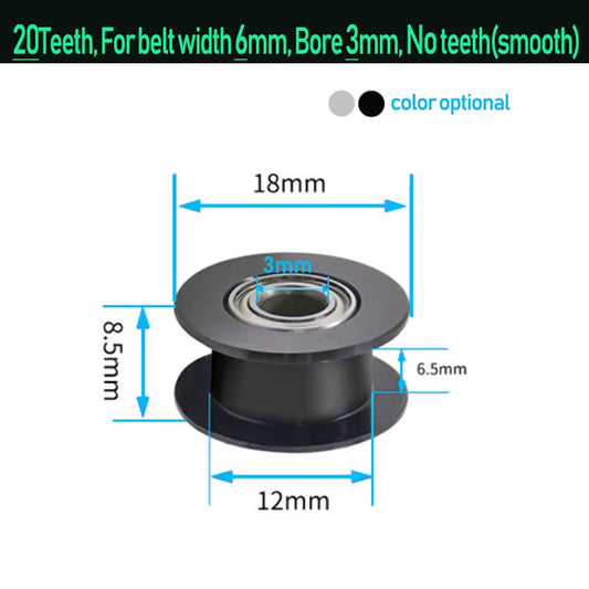 GT2 Idler Timing Pulley 16-Tooth 20-Teeth with 3Mm or 5Mm Bore with Bearings for 3D Printer Parts Timing Belt 6Mm 10Mm