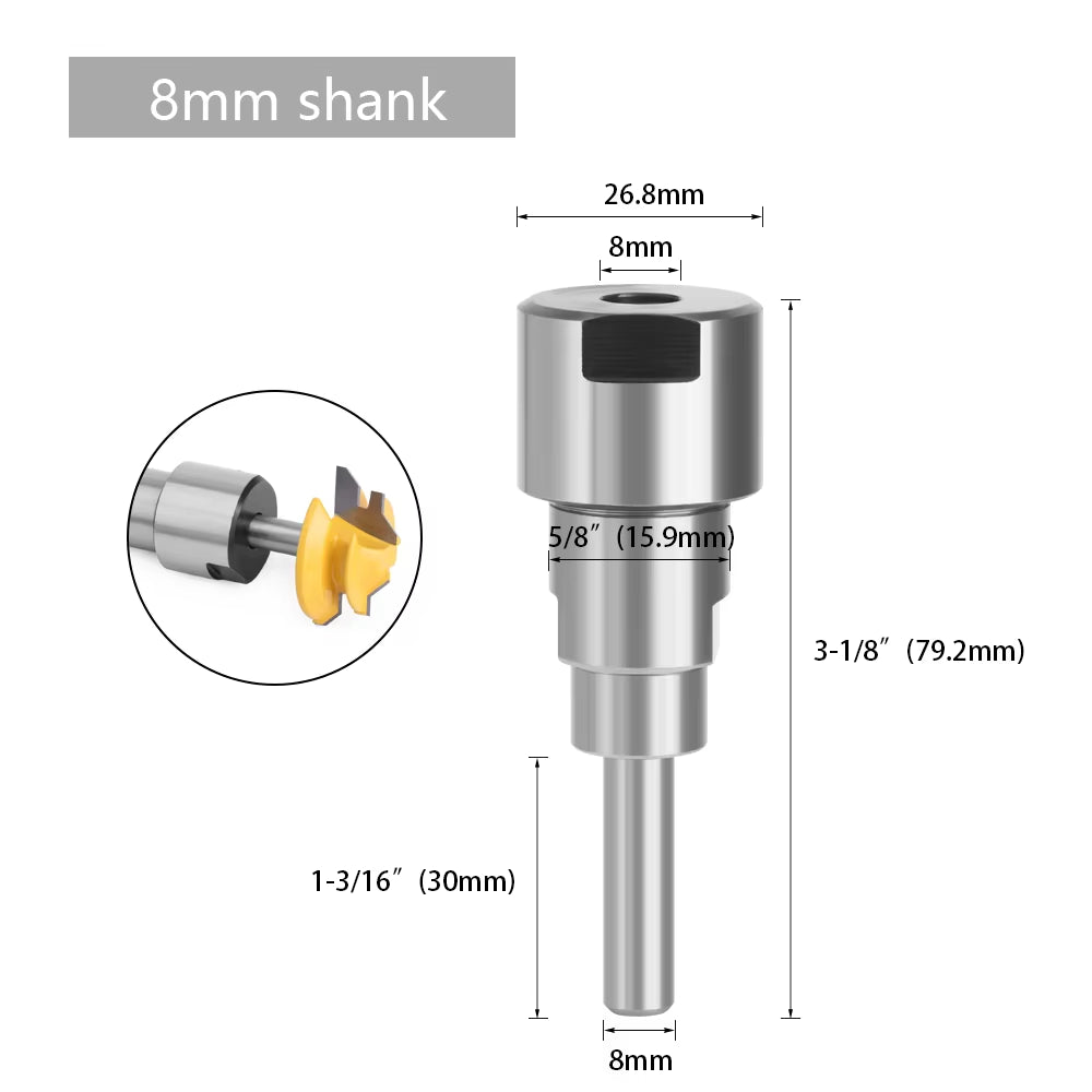 1 Pc 1/4" 8Mm 12Mm 1/2" Shank Router Bit Extension Rod Collet Engraving Machine Extension Milling Cutter for Wood MC04003