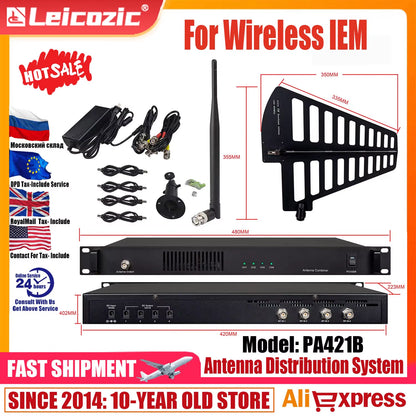 PA421B Antenna Combiner Four to One Antena Distribution System for in Ear Monitor Wireless Systems 4 Transmitters OEM Logo