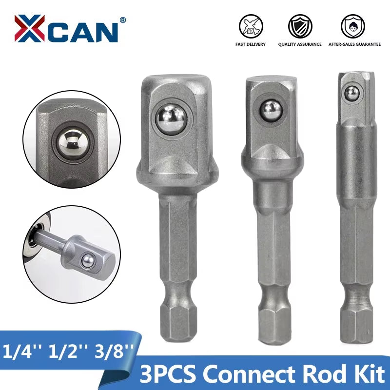 3Pcs 1/4 "3/8" 1/2 " Socket Adapter Hex Shank Drill Bits Extension Rod Power Tool Accessories Impact Drill Socket Adapter