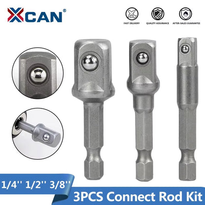 3Pcs 1/4 "3/8" 1/2 " Socket Adapter Hex Shank Drill Bits Extension Rod Power Tool Accessories Impact Drill Socket Adapter