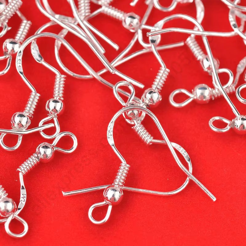 Wholesale 400PCS Lot 18Mm 925 Sterling Silver Earring Hooks Ball Jewelry Accessory Findings Ear Wire