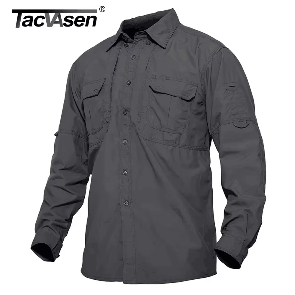 Mens Long Sleeve Shirts Summer Lightweight Quick Drying Shirt Hiking Nylon Shirts Long Sleeve Outdoor Work Cargo Shirts