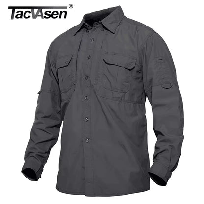 Mens Long Sleeve Shirts Summer Lightweight Quick Drying Shirt Hiking Nylon Shirts Long Sleeve Outdoor Work Cargo Shirts