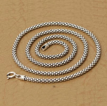 Real Silver Necklace Men Women Thai Silver Corn Necklace Male S925 Sterling Silver Long Chain Retro Pendant Necklace Jewelry