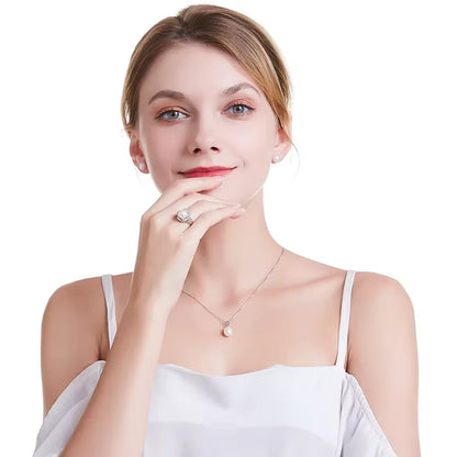 925 Sterling Silver Jewelry on Sale Big Natural Pearl Rings for Women Stone Ring Adjustable White/Pink/Purple Pearl