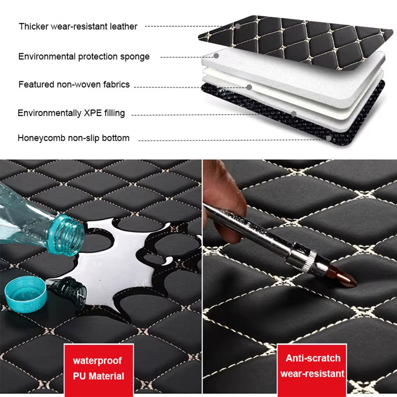 Car Trunk Mat Dustproof Rear Cargo Liner Pad Interior Deccor Protection Accessories PU Leather Carpet for Changan CS55 2020-2017