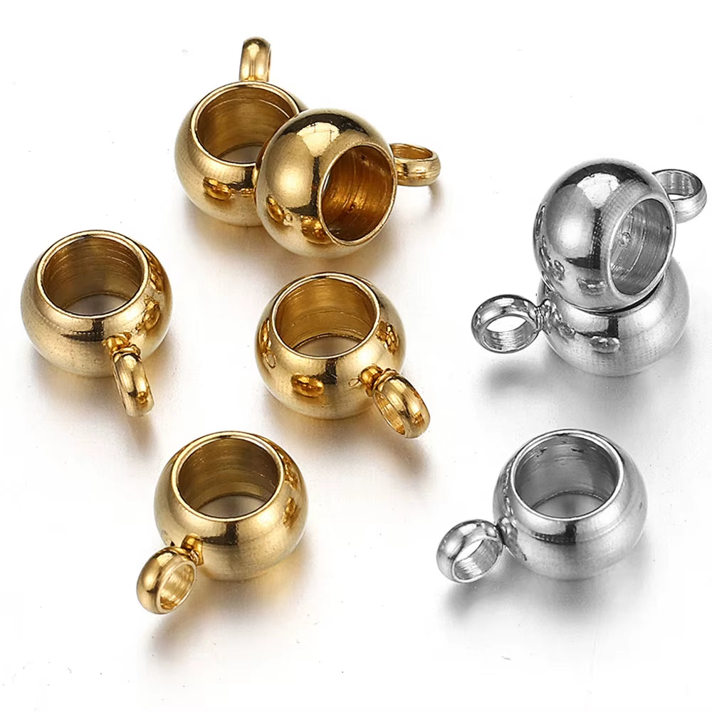 10Pcs Stainless Steel Spacer Beads Pendant Charms Clasps Gold Color Bail Beads for DIY Jewelry Making Findings Hole 2-4Mm Beads