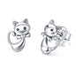 Real 100% 925 Sterling Silver Lovely Cat Pet Stud Earrings for Women S925 Silver Earring Fashion Jewelry Gift FIE073
