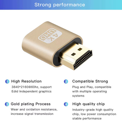1Pcs VGA Virtual Display Adapter Hdmi-Compatible 1.4 DDC EDID Dummy Plug Headless Ghost Display Emulator Video Card Lock Plate