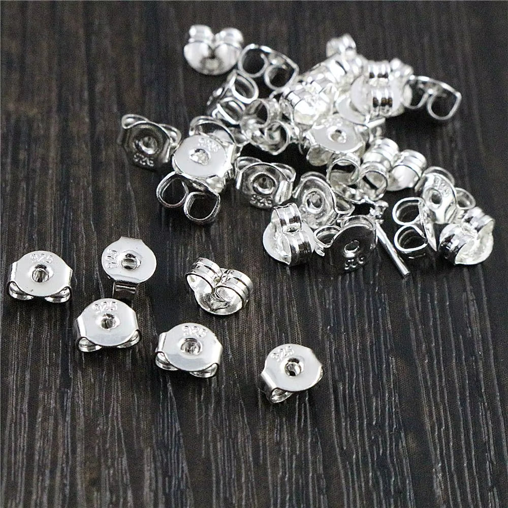 100Pcs High Quality 925 Silver Plated Rose Gold Color Copper Earring Back Plug Earring Settings Base Ear Studs Back Whole Sale