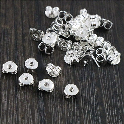 100Pcs High Quality 925 Silver Plated Rose Gold Color Copper Earring Back Plug Earring Settings Base Ear Studs Back Whole Sale