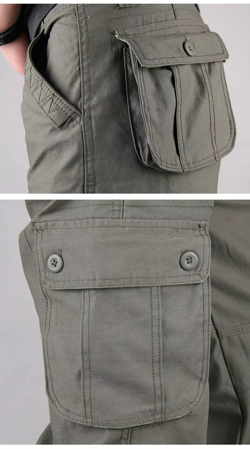 Cotton Men'S Cargo Pants Casual Multi Pockets Tactical Work Pants Men Outerwear Straight Slacks Long Trousers for Men Clothing