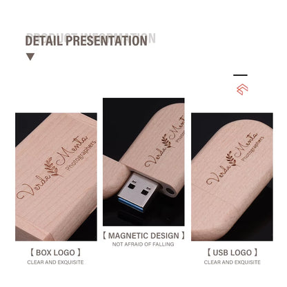 USB 3.0 High Speed LOGO Wooden Box Personal Logo Customer Pendrive 8GB 16GB 32GB 64GB USB Flash Drive Pen Drive U Disk