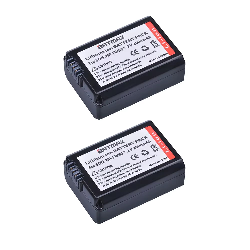 2000Mah NP-FW50 NP FW50 Camera Battery + LCD USB Dual Charger for Sony Alpha A6500 A6300 A6000 A5000 A3000 NEX-3 A7R Zv-E1