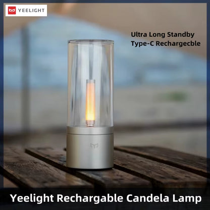Rechargable Candle Lamp Yellow LED Night Light Atmosphere Light Stepless Dimming Nightstand Lamp for Bedroom
