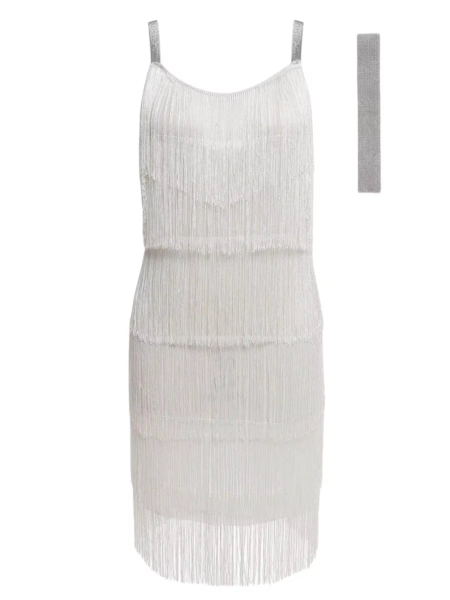Vintage Vestidos 1920S Flapper Girl Fancy Dress Great Gatsby Dress Costumes Slash Neck Strappy Fringe Swing Party Dress Women