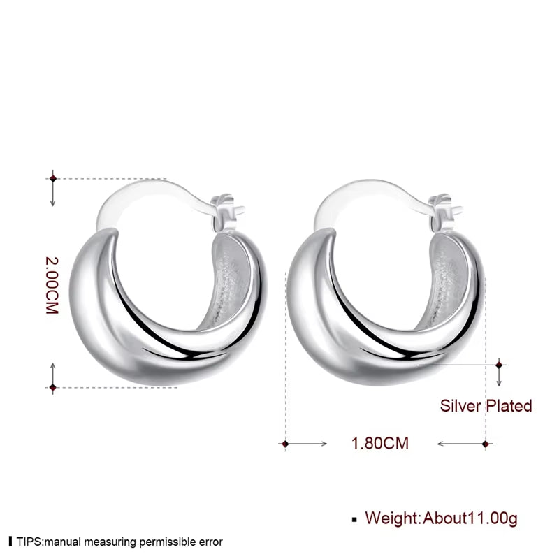 925 Sterling Silver Smooth Egg Shape Hoop Earrings Cute Romantic Jewelry for Women Wedding Party Gift Wholesale