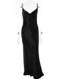 Sexy Spaghetti Strap Backless Maxi Dress Women Satin Lace up Trumpet Evening Dress Elegant Bodycon Party Dresses 2024