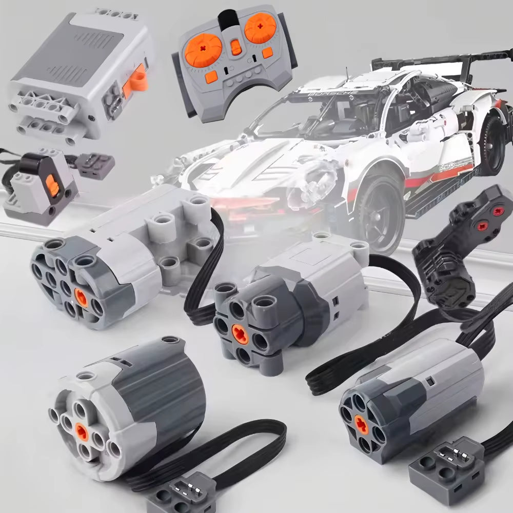MOC Train Motor Kit Servo,Battery Box, IR Remote, LED Lights Power Functions Parts for Smart Technical Building Blocks Creations