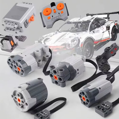MOC Train Motor Kit Servo,Battery Box, IR Remote, LED Lights Power Functions Parts for Smart Technical Building Blocks Creations
