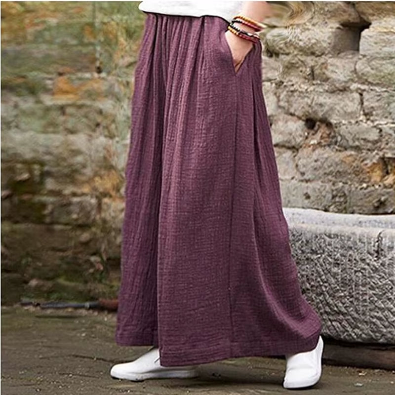 2025 Spring Fashion Cotton Wide Leg Pants plus Size Female Loose Casual Cotton Linen Pants Trouser Autunm Vintage Long Pants