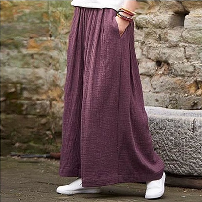 2025 Spring Fashion Cotton Wide Leg Pants plus Size Female Loose Casual Cotton Linen Pants Trouser Autunm Vintage Long Pants