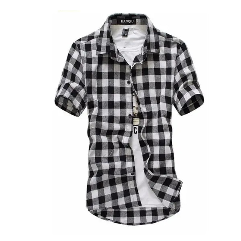 Red and Black Plaid Shirt Men Shirts 2025 New Summer Fashion Chemise Homme Mens Checkered Shirts Short Sleeve Shirt Men Blouse