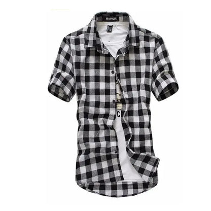 Red and Black Plaid Shirt Men Shirts 2025 New Summer Fashion Chemise Homme Mens Checkered Shirts Short Sleeve Shirt Men Blouse