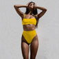 Sexy Bikinis Solid Push up Bikini 2021 Hot Sale Padded Bra Straps High Waist Swimsuit Female Swimwear Women Biquini