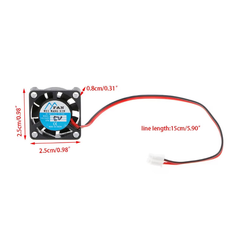 25X25X7Mm DC 5V 12V 2-Pin Cooler Brushless Chipset Heatsink Mini Cooling Fan 2507