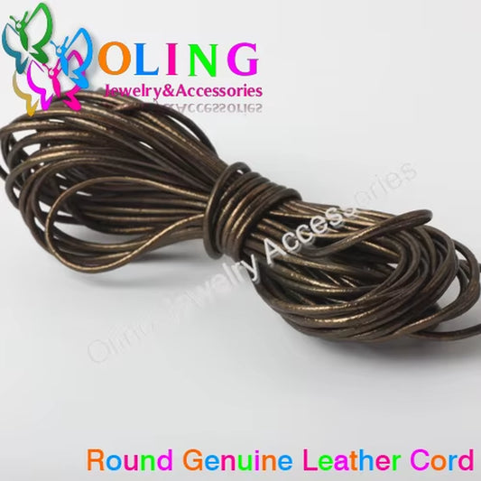 1.5Mm 5M/Lot round Pearl Color Genuine Leather Cord Pearls Cords/Wire Earrings Bracelet Choker Necklace Jewelry Making