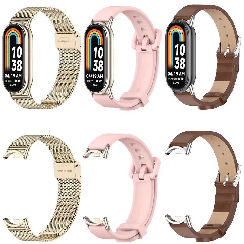 Strap for Mi Band 10 9 8 7 6 5 4 3 Bracelet Silicone Wristband for Xiaomi Mi Band 8 Metal Strap for Mi Band 7 Watchband Leather