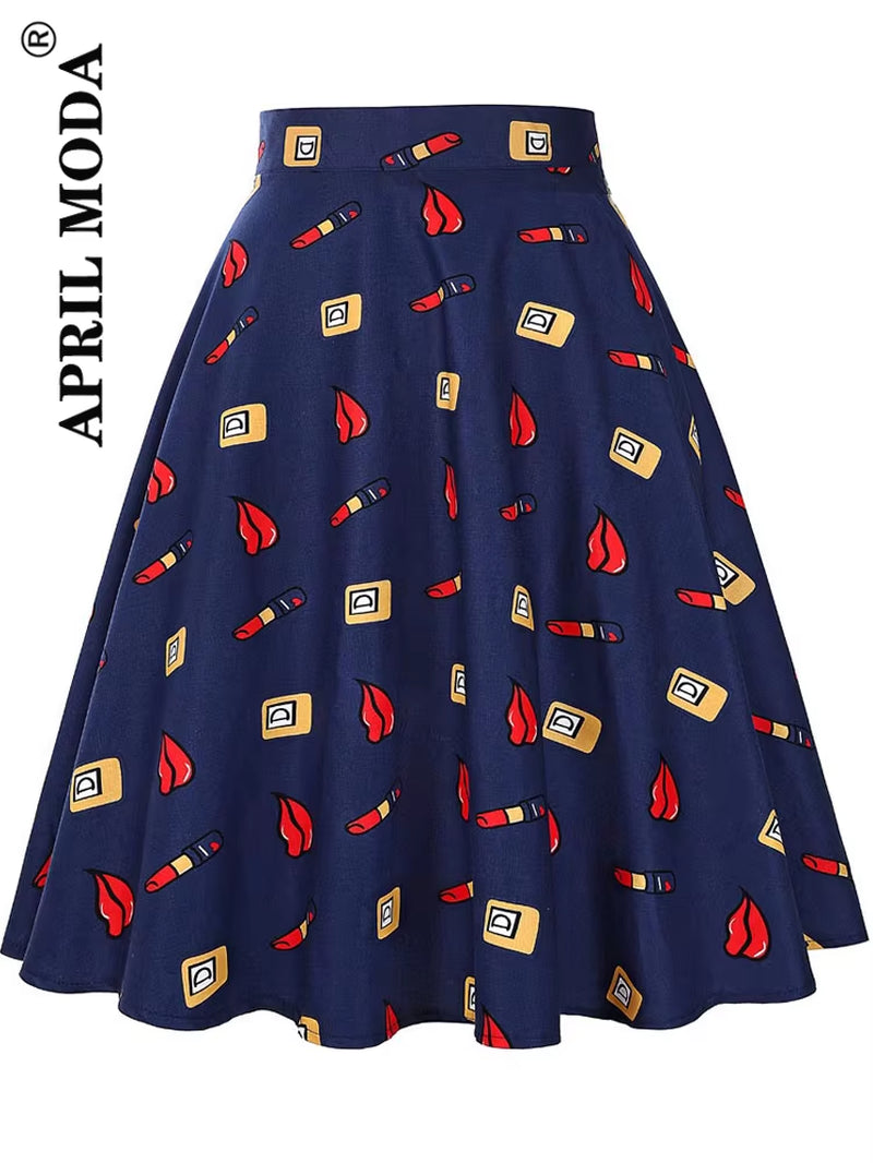 2025 Summer Midi Skirt Runway Vintage Rockabilly Sundress Red Womens Sexy Pinup 50S Cotton Polka Dot Pattern Skater Streetwear