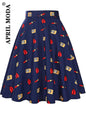 2025 Summer Midi Skirt Runway Vintage Rockabilly Sundress Red Womens Sexy Pinup 50S Cotton Polka Dot Pattern Skater Streetwear