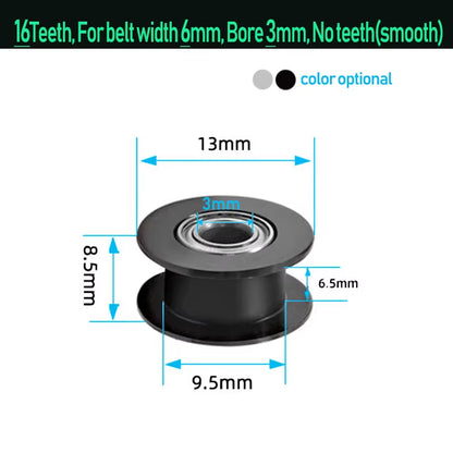 GT2 Idler Timing Pulley 16-Tooth 20-Teeth with 3Mm or 5Mm Bore with Bearings for 3D Printer Parts Timing Belt 6Mm 10Mm