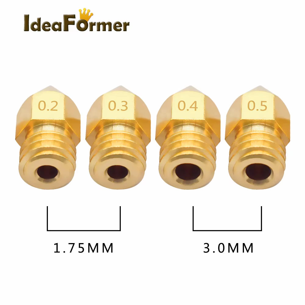 5/10Pcs MK8 Brass Nozzle 1.75/3.0Mm Filament Extruder Print Head Nozzle 0.2/0.3/0.4/0.5Mm for CR10 CR10S Ender3 3D Printer Parts