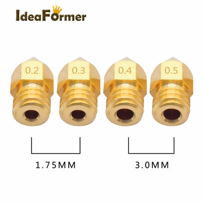 5/10Pcs MK8 Brass Nozzle 1.75/3.0Mm Filament Extruder Print Head Nozzle 0.2/0.3/0.4/0.5Mm for CR10 CR10S Ender3 3D Printer Parts