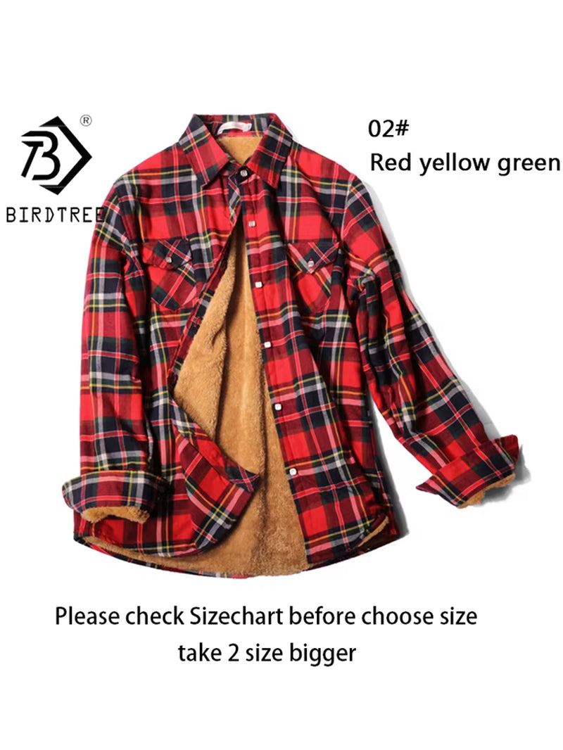 Velvet Thick Warm Women'S Plaid Shirt Female Long Sleeve Tops M-5XL Winter Fleece Casual Check Blouse Autumn Clothes T77710A