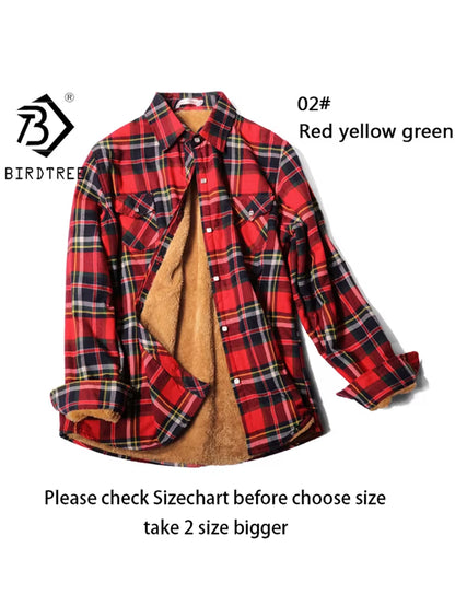 Velvet Thick Warm Women'S Plaid Shirt Female Long Sleeve Tops M-5XL Winter Fleece Casual Check Blouse Autumn Clothes T77710A