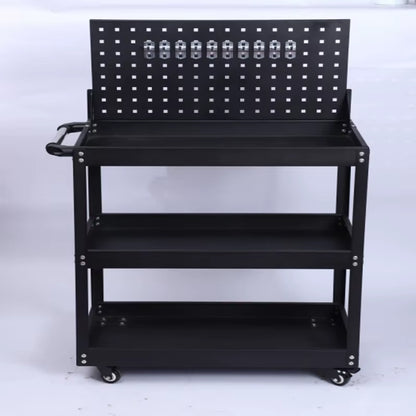 Mechanical Workshop Tools with Wheels, Tool Carts 3-Layer Mobile Tool Car, Multifunctional and Heavy-Duty Auto Repair Parts Car